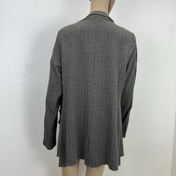 Hem and thread open draped cardigan Dark Gray Soft Jersey Mixmedia Academia S - Picture 8 of 9